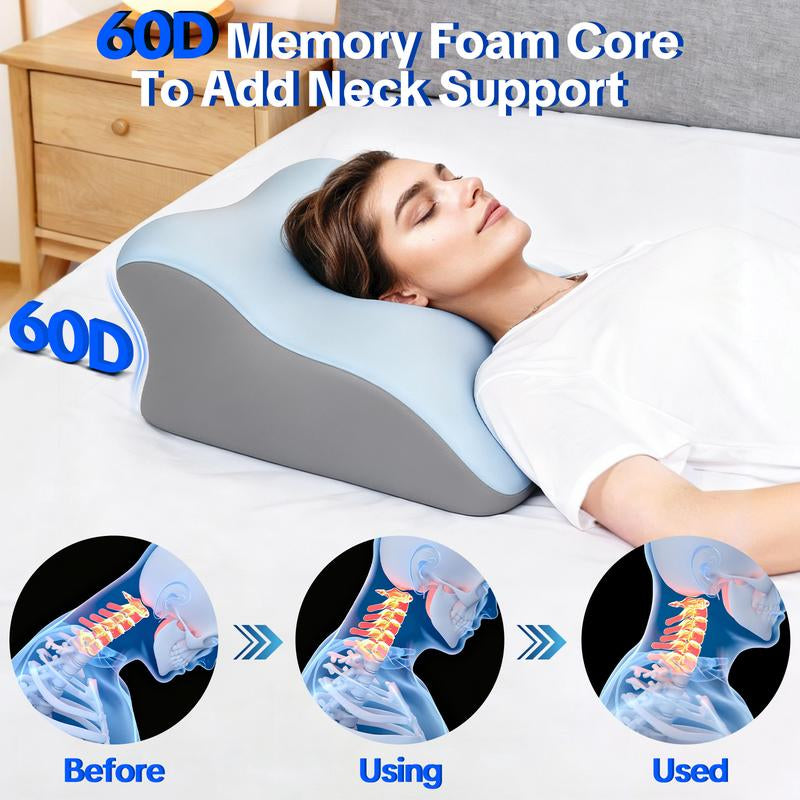 SMILEQUEEN Ergonomic Memory Foam Pillow for Neck Back and Legs Support with Removable Washable Cover Ideal for Face down Reading and Relaxation Gift ,Christmas Tiktokshopholidayhaul
