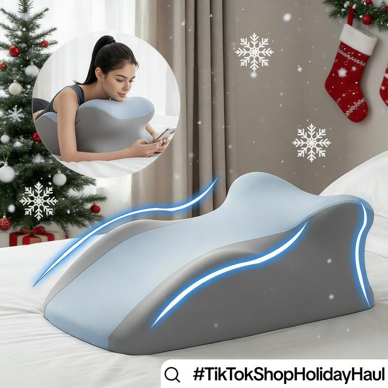 SMILEQUEEN Ergonomic Memory Foam Pillow for Neck Back and Legs Support with Removable Washable Cover Ideal for Face down Reading and Relaxation Gift ,Christmas Tiktokshopholidayhaul
