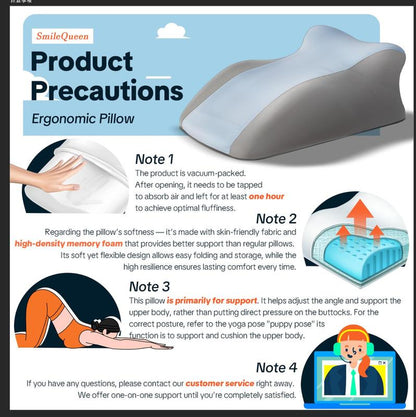 SMILEQUEEN Ergonomic Memory Foam Pillow for Neck Back and Legs Support with Removable Washable Cover Ideal for Face down Reading and Relaxation Gift ,Christmas Tiktokshopholidayhaul